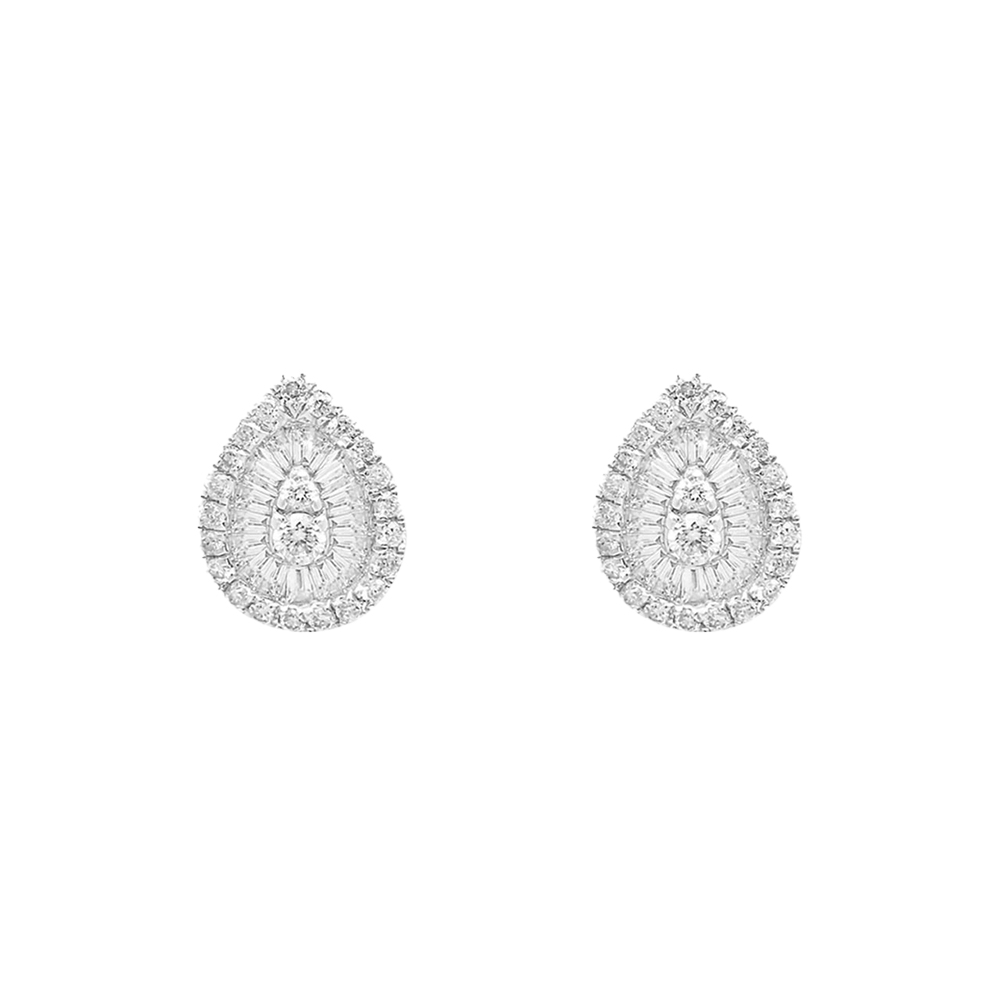 Cercei Pusete din aur alb cu pietre Diamant