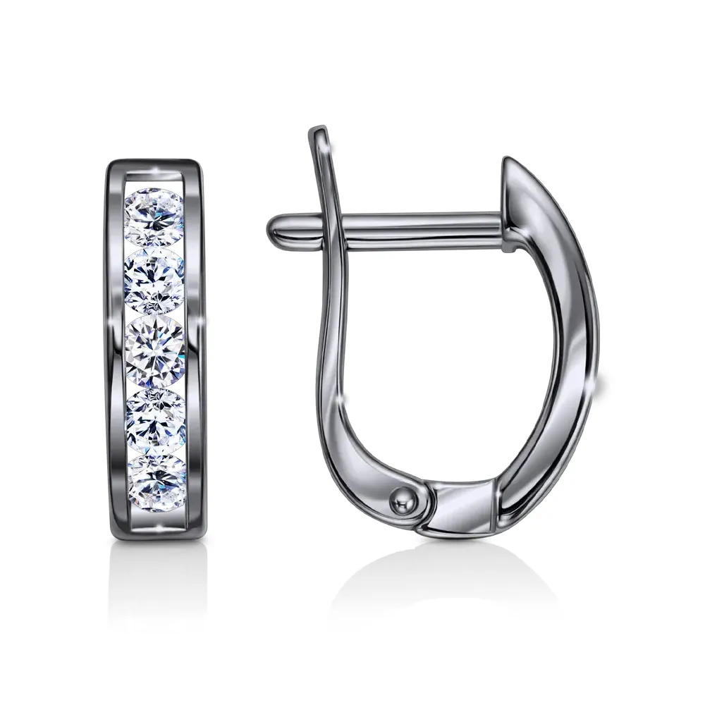 Cercei din aur alb cu Cubic Zirconia Incolor