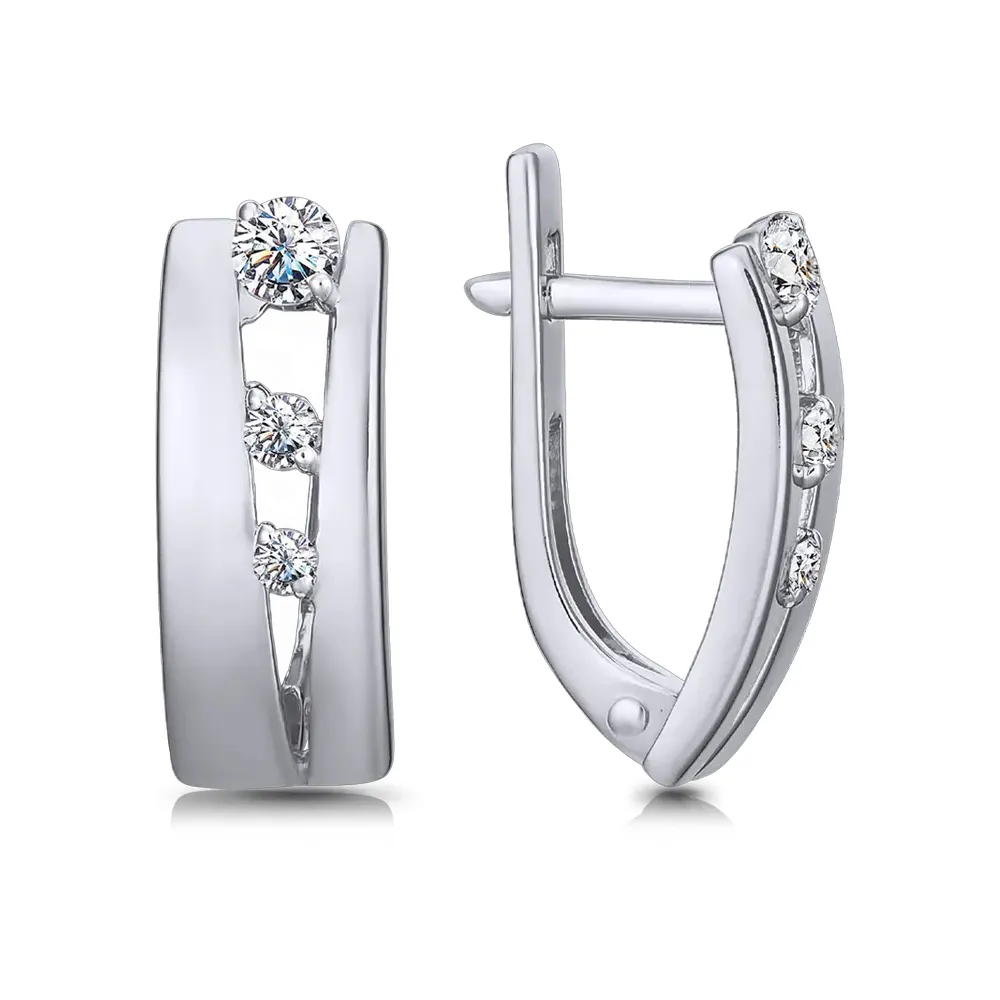 Cercei din aur alb cu Cubic Zirconia Incolor