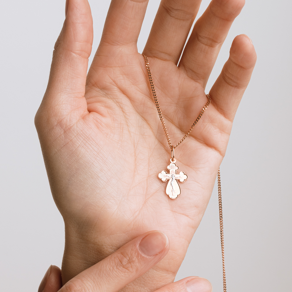 Cruce din aur roșu fără pietre