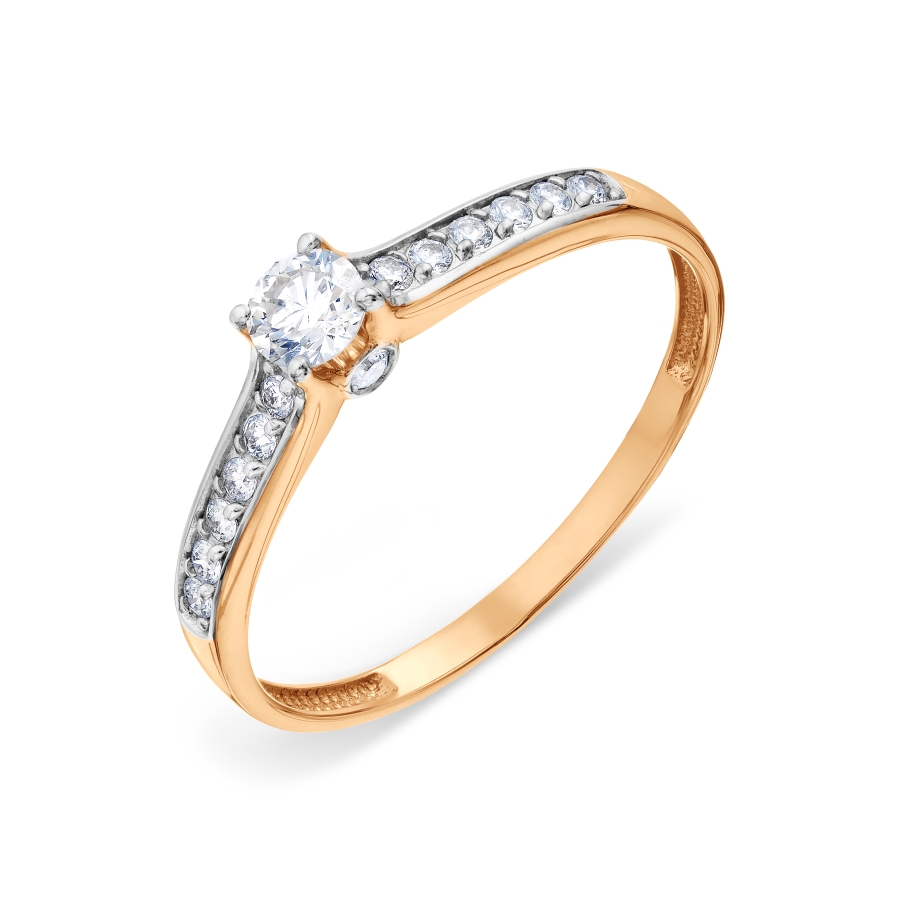 Кольцо из красного золота с камнями Бриллиант