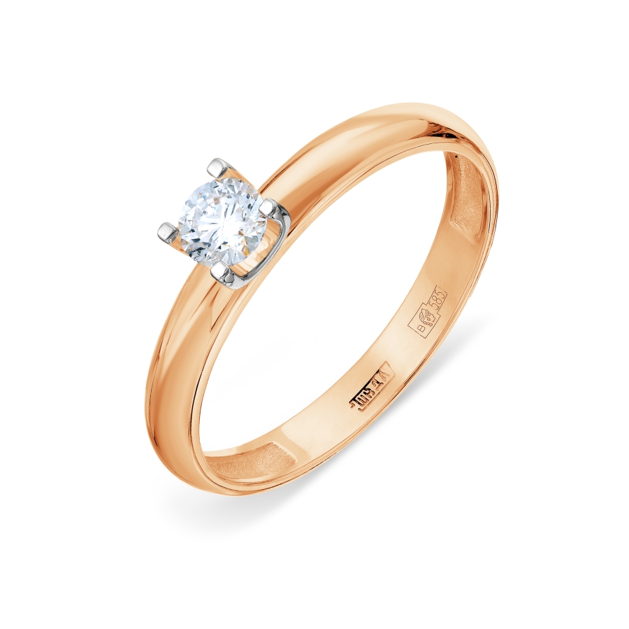 Кольцо из красного золота с камнями Бриллиант