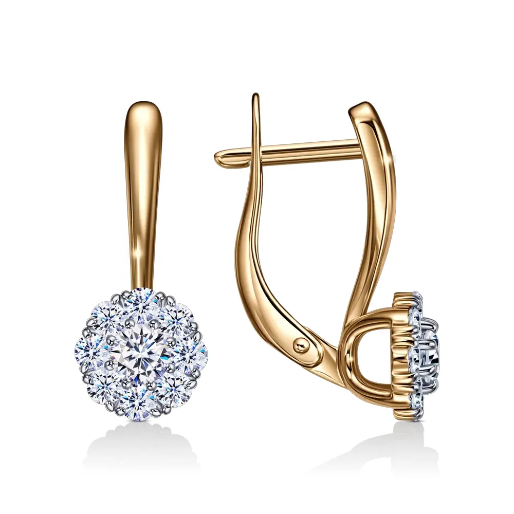 Cercei din aur roșu cu Cubic Zirconia Incolor