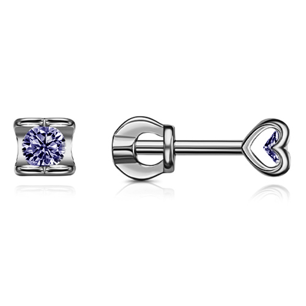 Cercei Pusete din argint  cu pietre Cubic Zirconia Albastru Safir