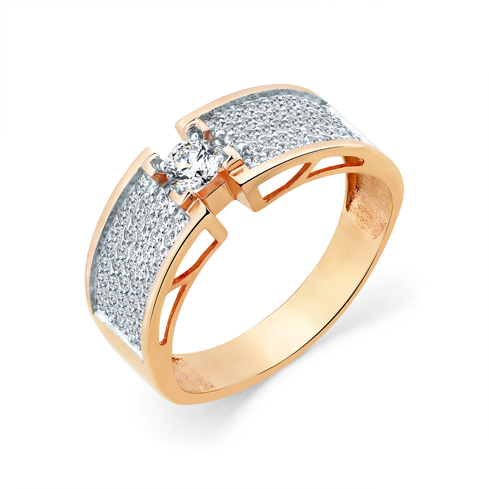 Inel din aur roșu cu pietre Cubic Zirconia Incolor