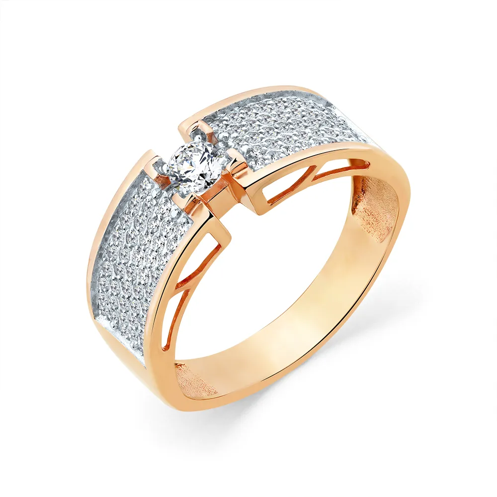 Inel din aur roșu cu Cubic Zirconia Incolor