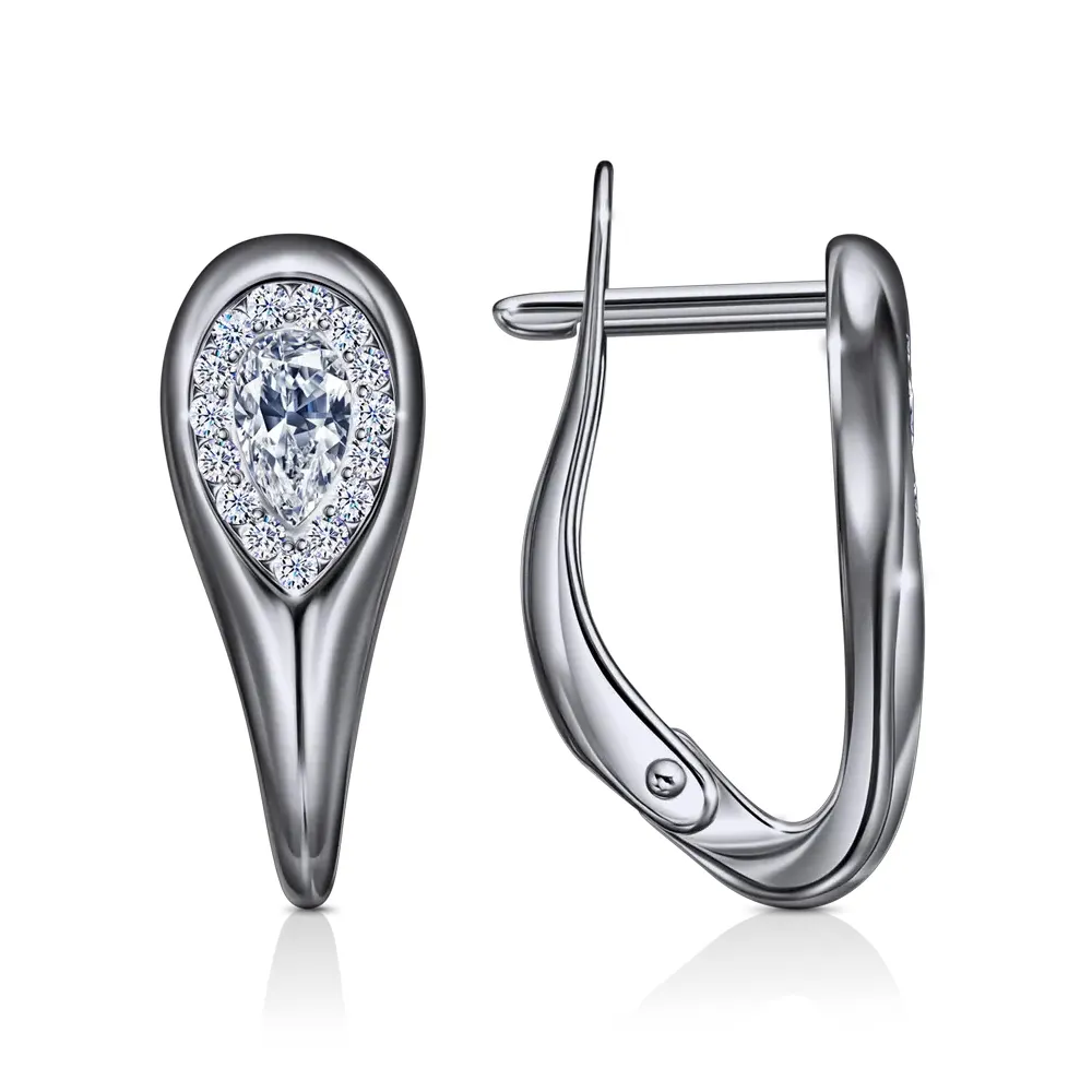 Cercei din aur alb cu Cubic Zirconia Incolor