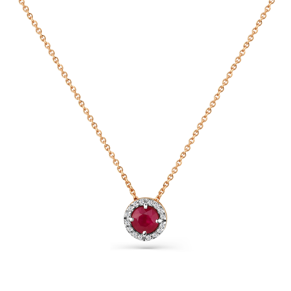 Colier din aur roșu cu pietre Diamant, Rubin