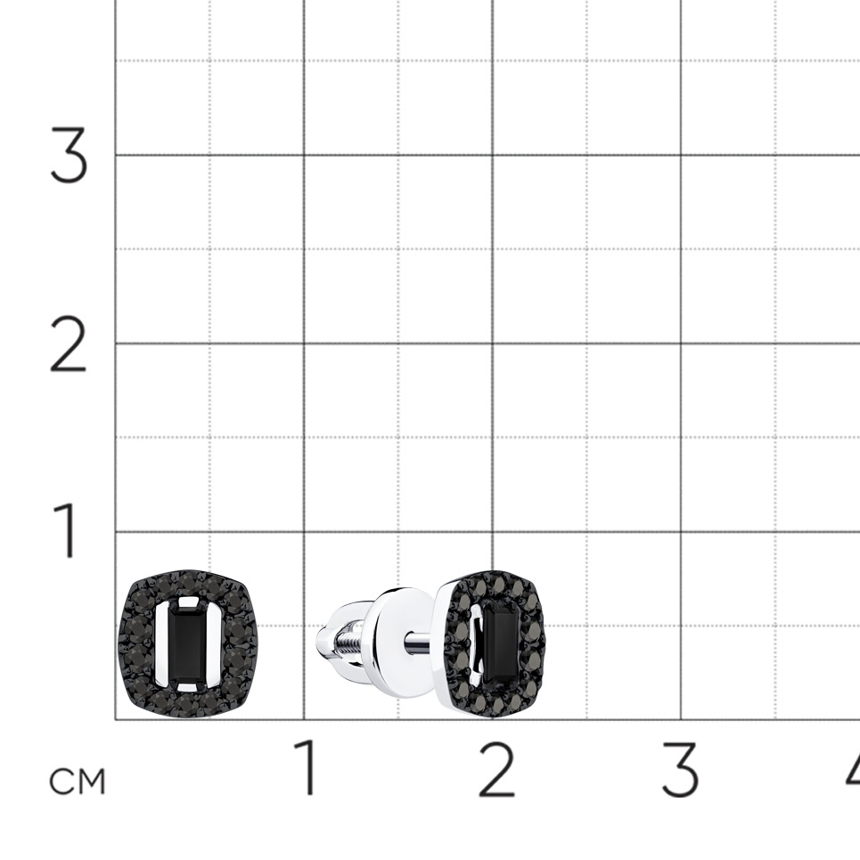 Cercei Pusete din aur alb cu pietre Diamant negru