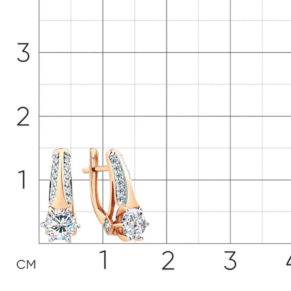 Cercei din aur roșu cu Cubic Zirconia Incolor