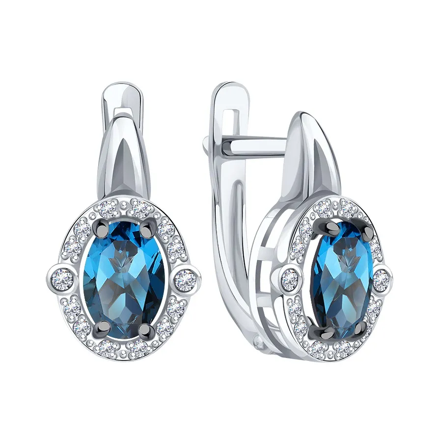 Cercei din aur alb cu Cubic Zirconia Incolor, Topaz London
