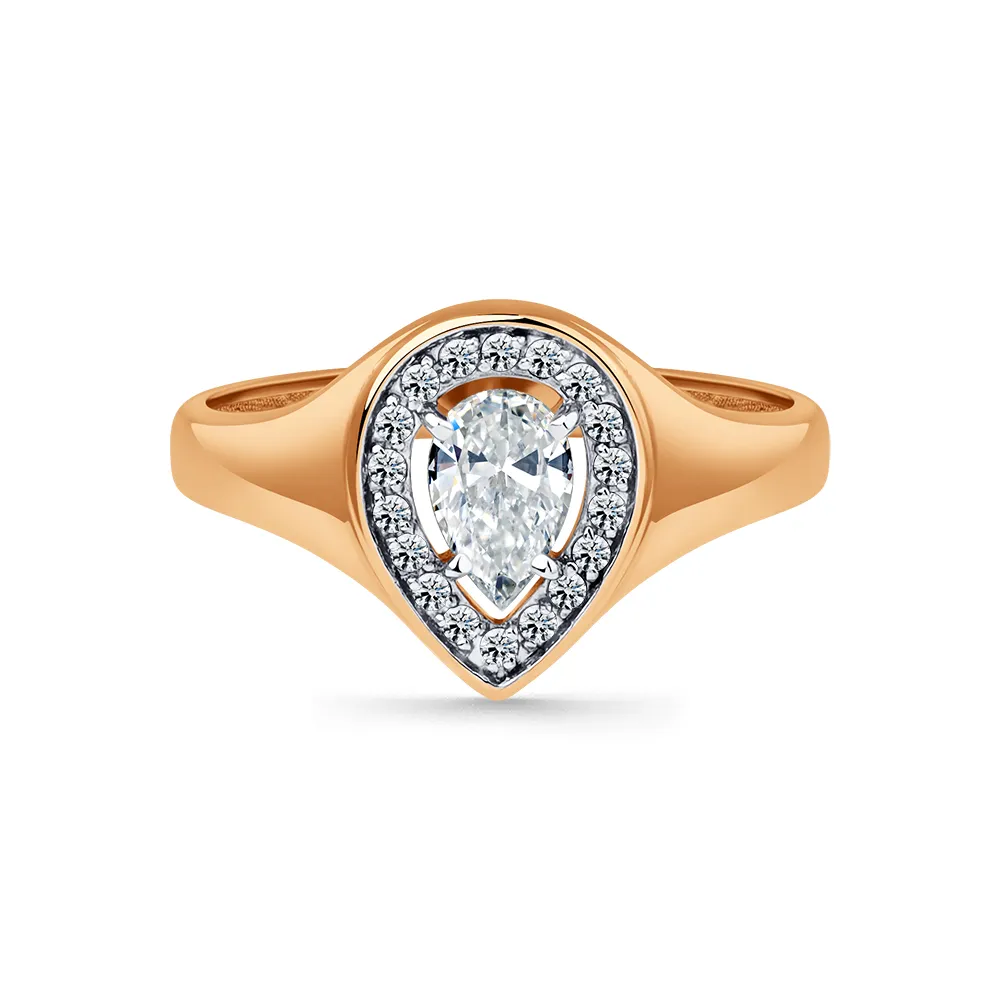Inel din aur roșu cu Cubic Zirconia Incolor