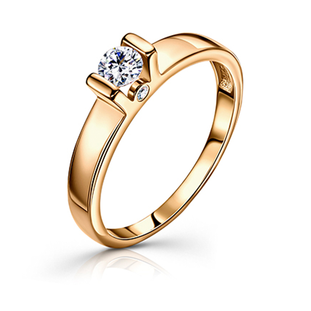 Inel din aur roșu cu pietre Cubic Zirconia Incolor