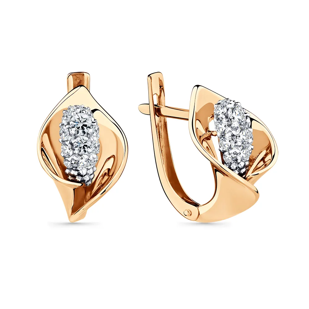 Cercei din aur alb și roșu cu Cubic Zirconia Incolor