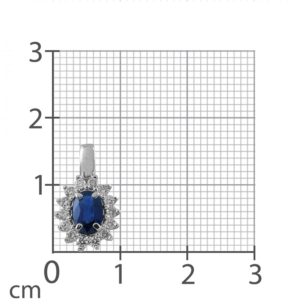Pandantiv din aur alb cu pietre Diamant, Safir