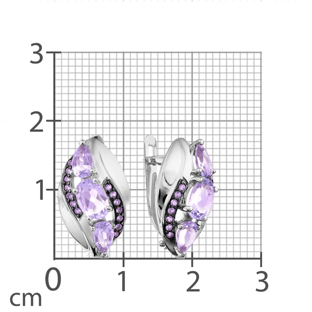 Cercei din aur alb cu Cubic Zirconia Liliachiu, Ametist