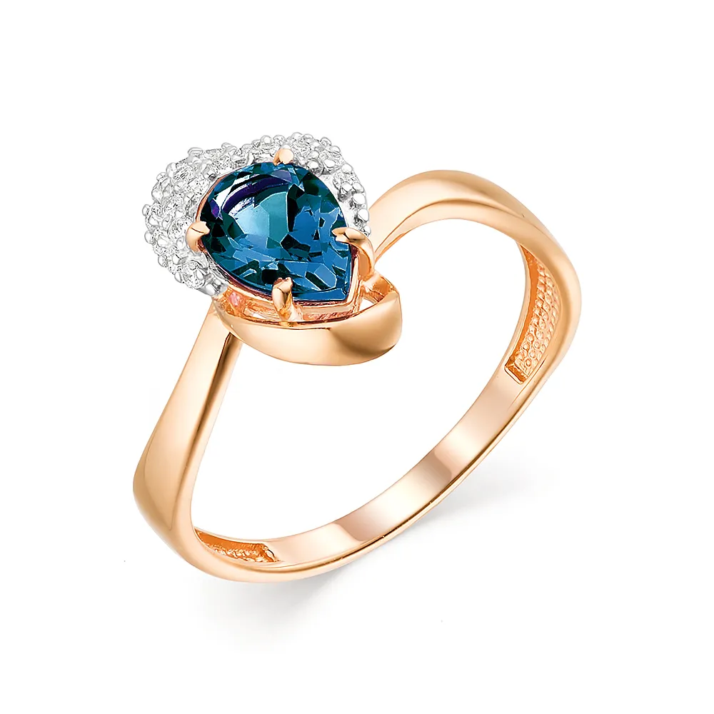 Inel din aur roșu cu Cubic Zirconia Incolor, Topaz London