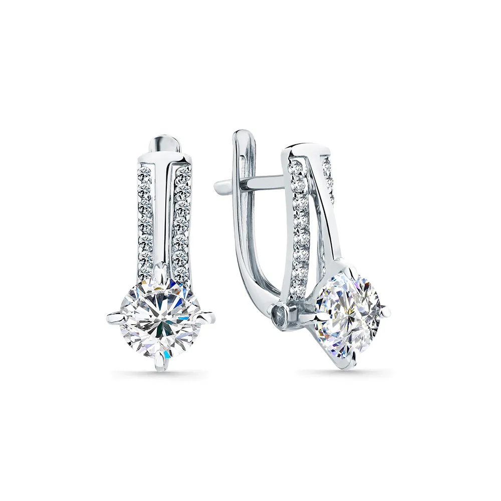 Cercei din aur alb cu Cubic Zirconia Incolor