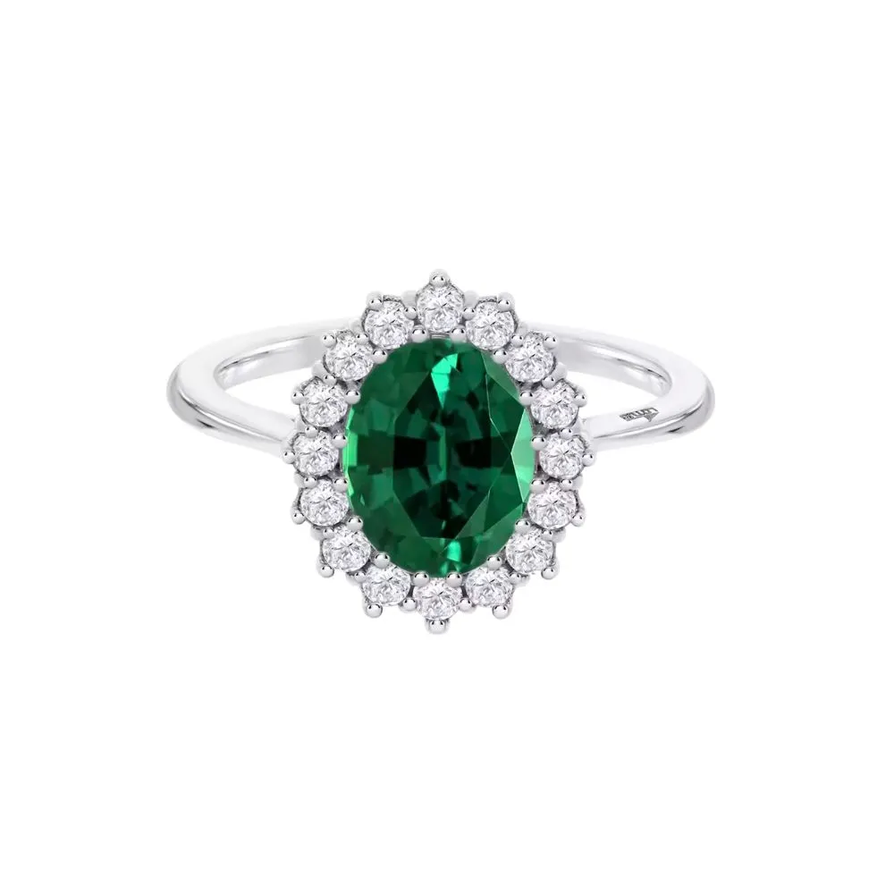 Кольцо из серебра с камнями Фианит Бесцветный, Кубический цирконий Зеленый