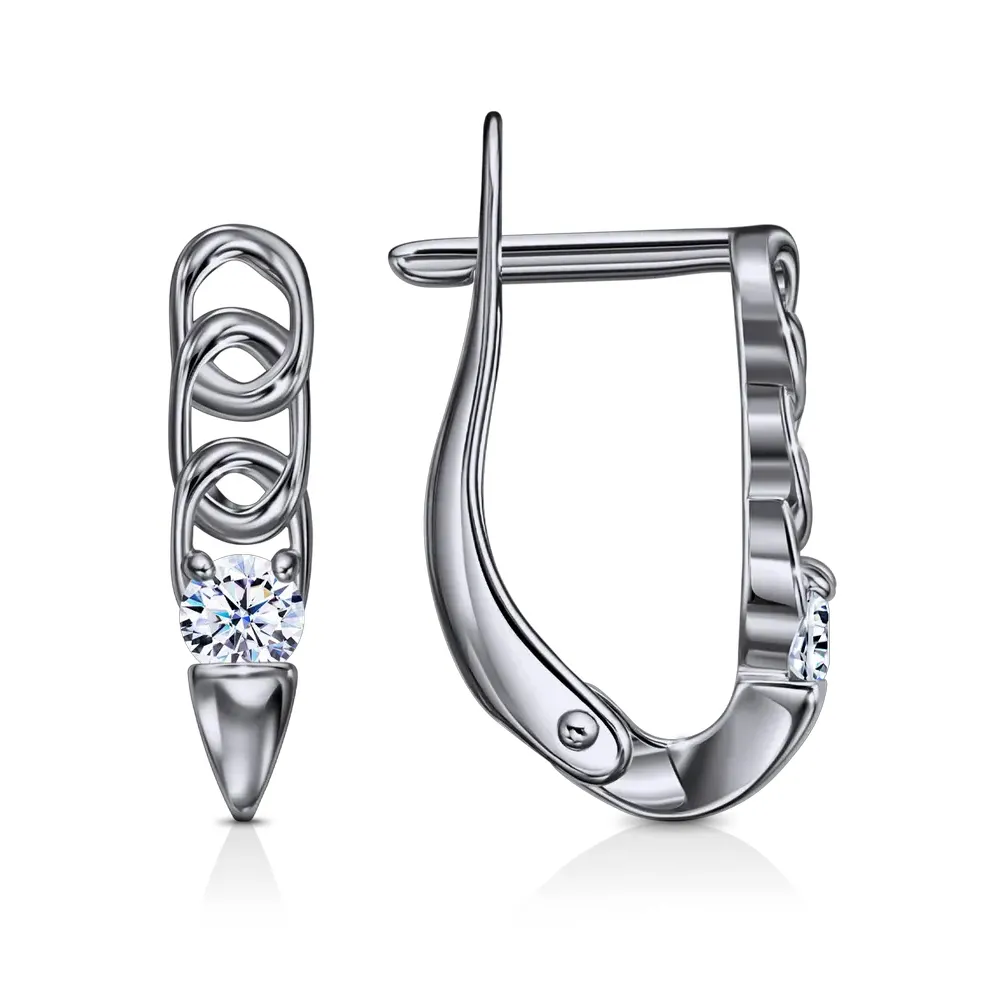 Cercei din aur alb cu Cubic Zirconia Incolor
