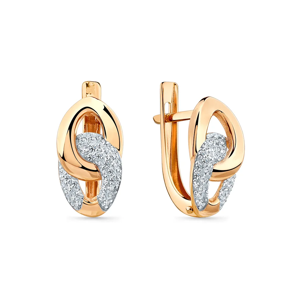 Cercei din aur roșu cu Cubic Zirconia Incolor