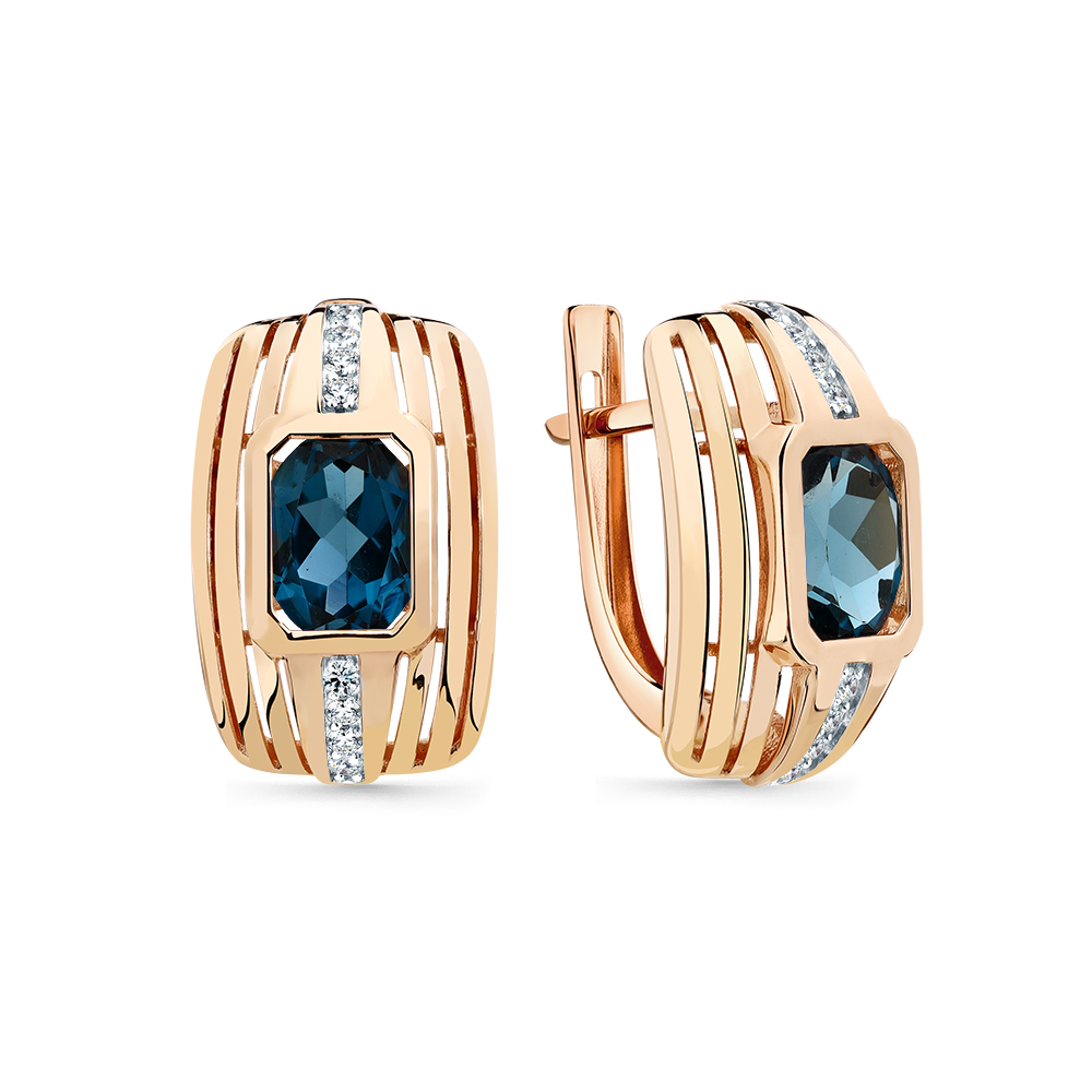 Cercei din aur roșu cu pietre Cubic Zirconia Incolor, Topaz London