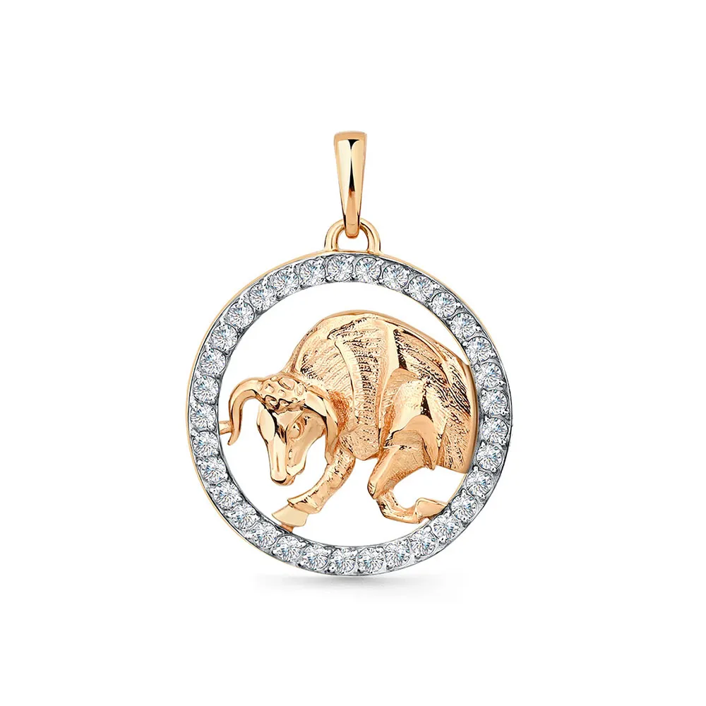 Pandantiv din aur roșu cu Cubic Zirconia Incolor