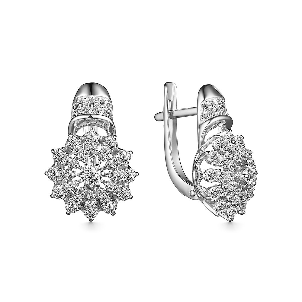 Cercei din aur alb cu pietre Cubic Zirconia Incolor