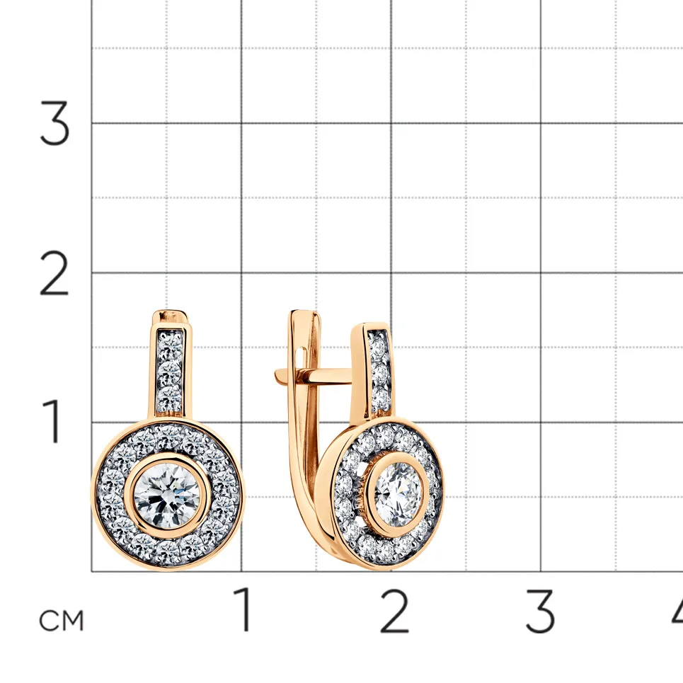 Cercei din aur roșu cu Cubic Zirconia Incolor