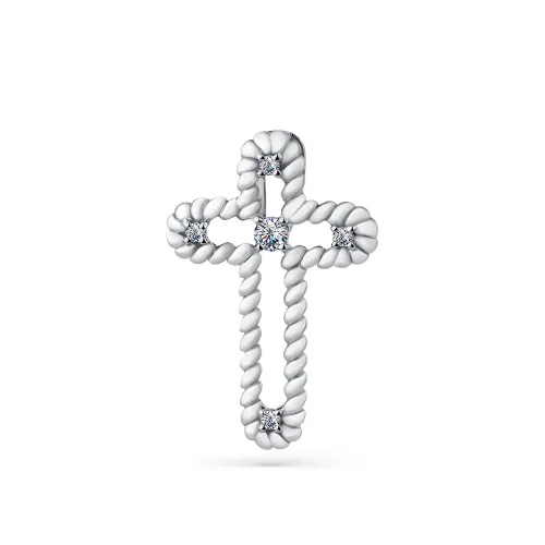 Cruce din aur alb cu Cubic Zirconia Incolor