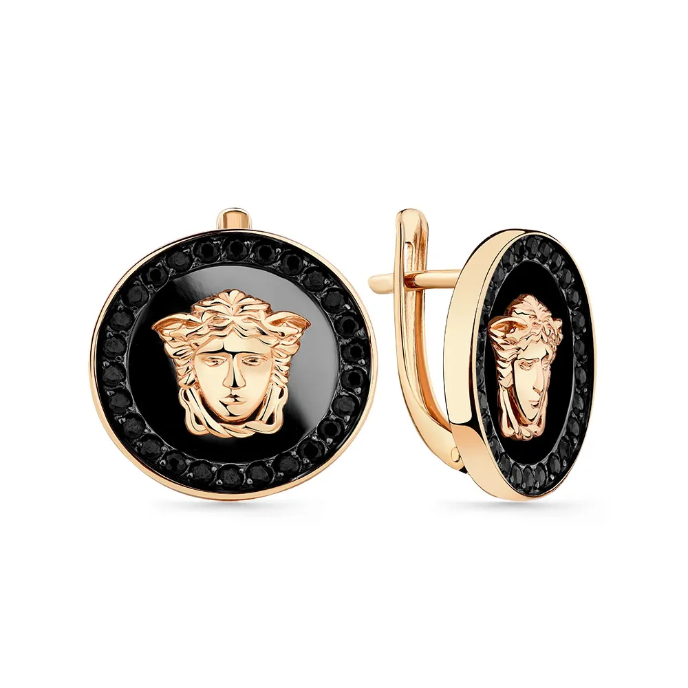 Cercei din aur roșu cu Cubic Zirconia Negru