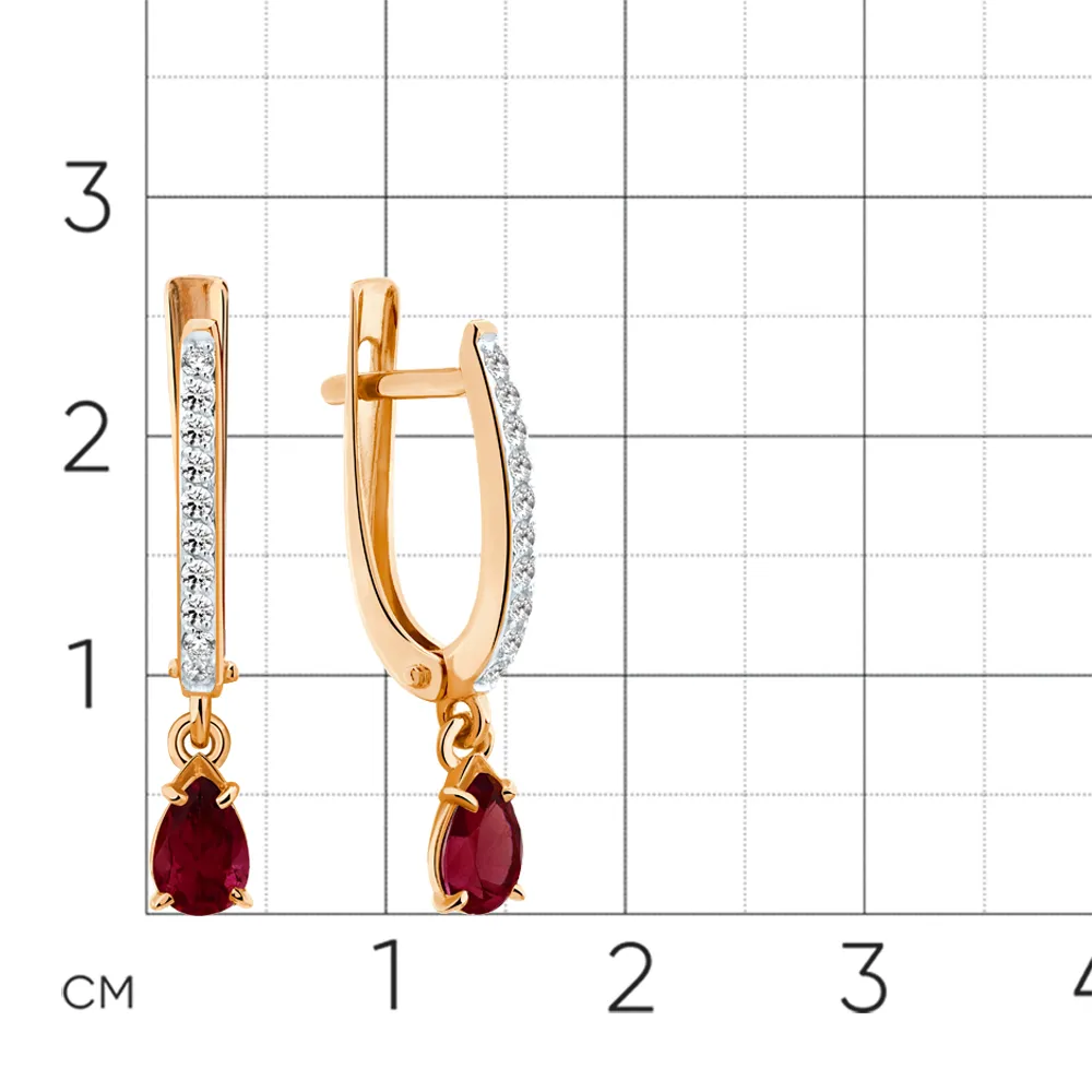 Cercei Suspendați din aur roșu cu Cubic Zirconia Incolor, Rodolit