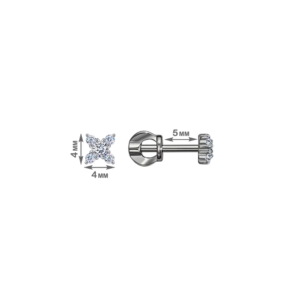 Cercei Pusete din aur alb cu Cubic Zirconia Incolor