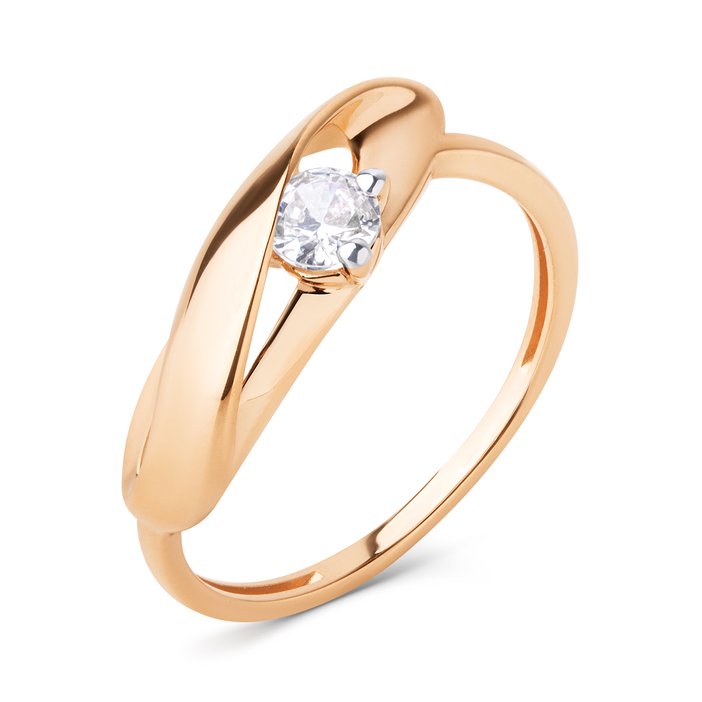 Inel din aur roșu cu pietre Cubic Zirconia Incolor