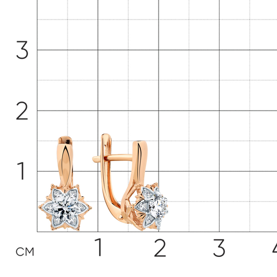 Cercei din aur roșu cu pietre Cubic Zirconia Incolor