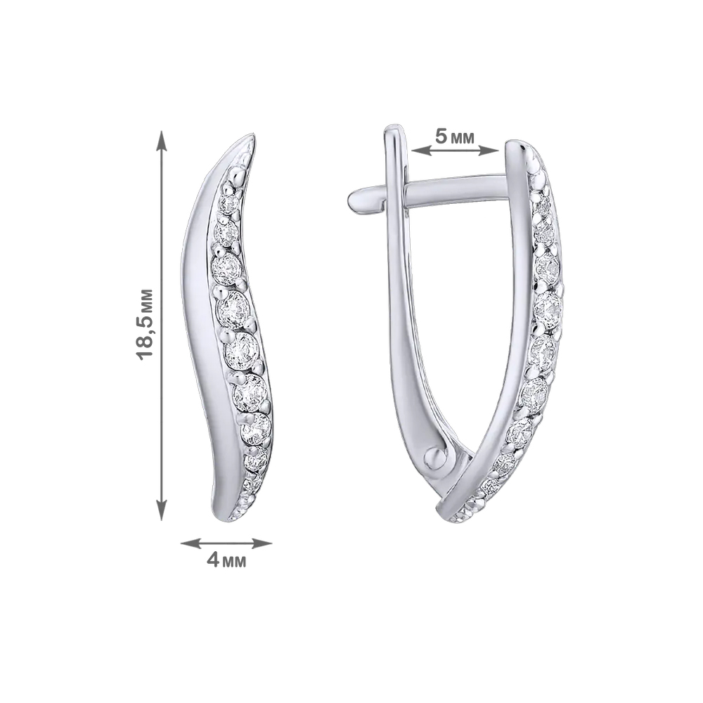 Cercei din aur alb cu pietre Cubic Zirconia Incolor