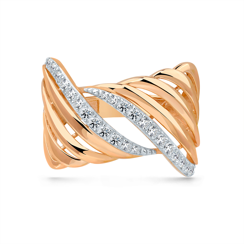 Inel din aur roșu cu pietre Cubic Zirconia Incolor