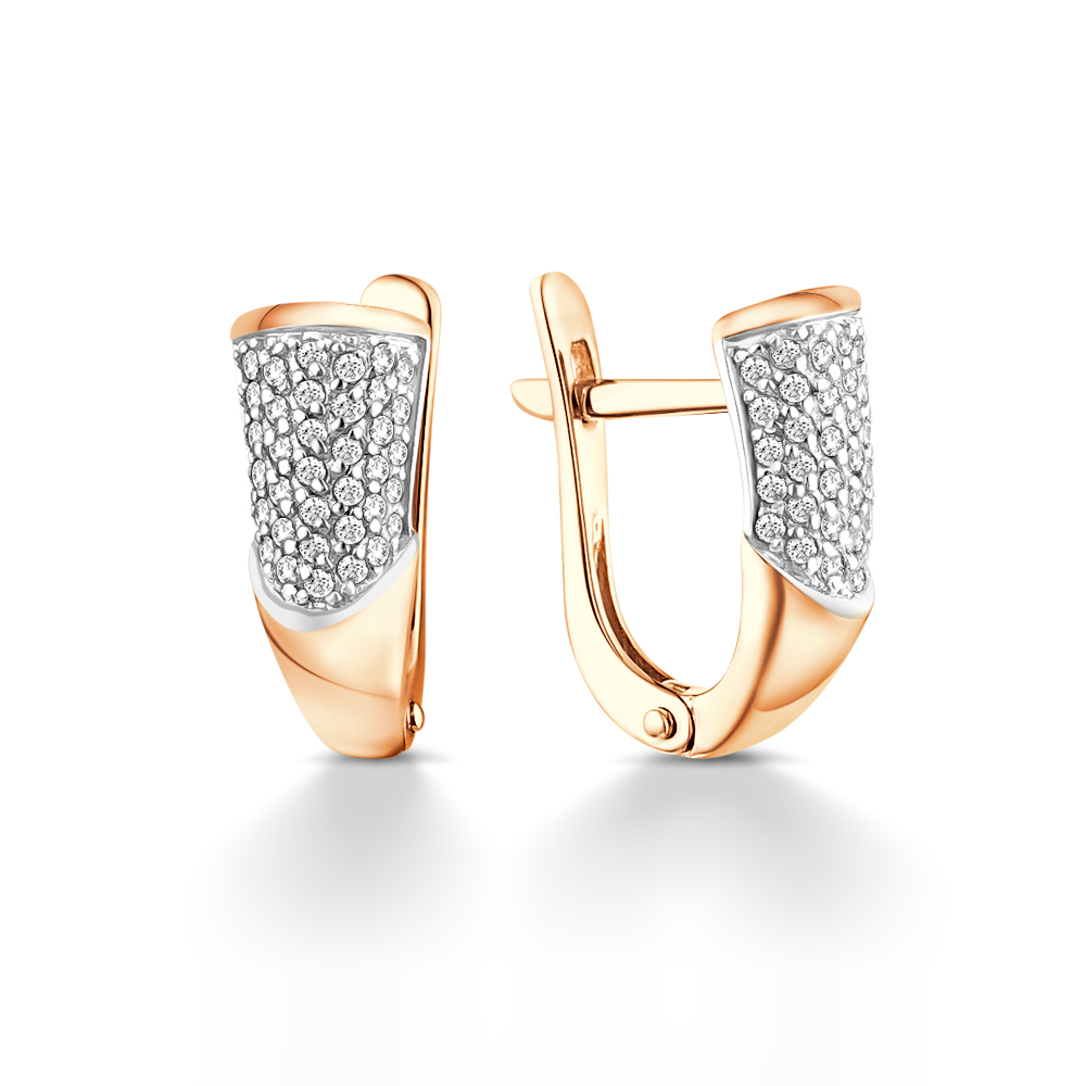 Cercei din aur roșu cu pietre Cubic Zirconia Incolor