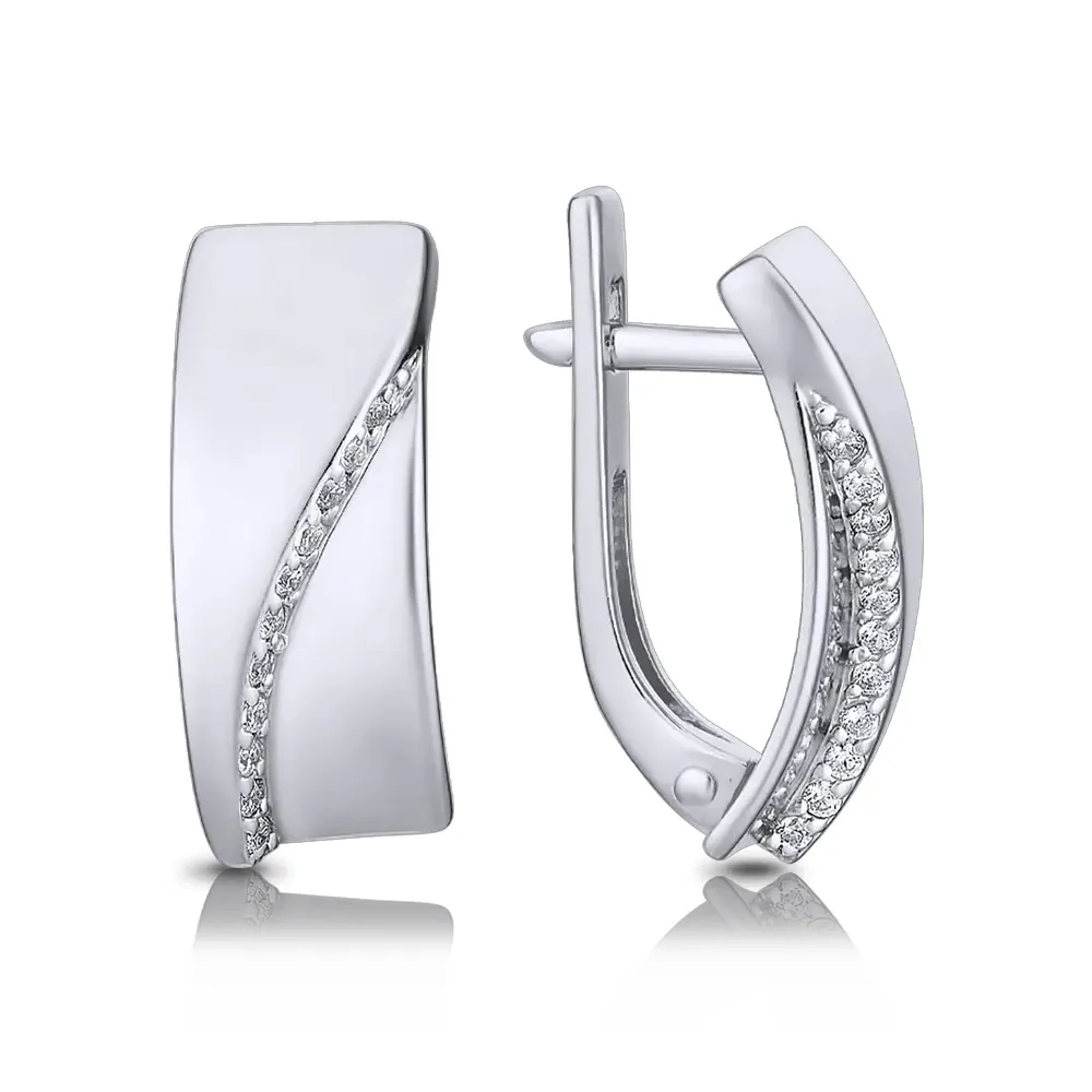 Cercei din aur alb cu Cubic Zirconia Incolor