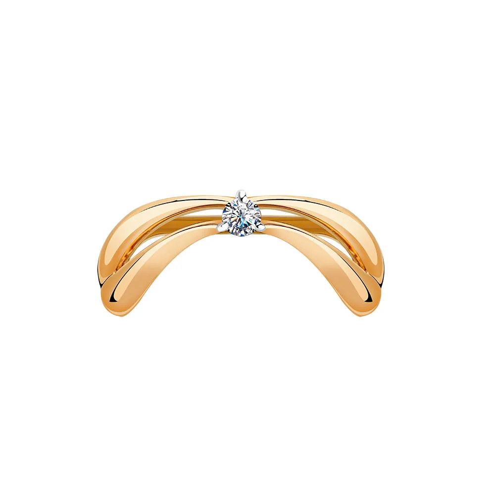 Inel din aur roșu cu Cubic Zirconia Incolor