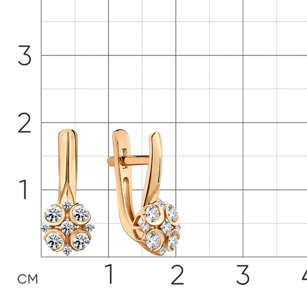 Cercei din aur roșu cu pietre Diamant