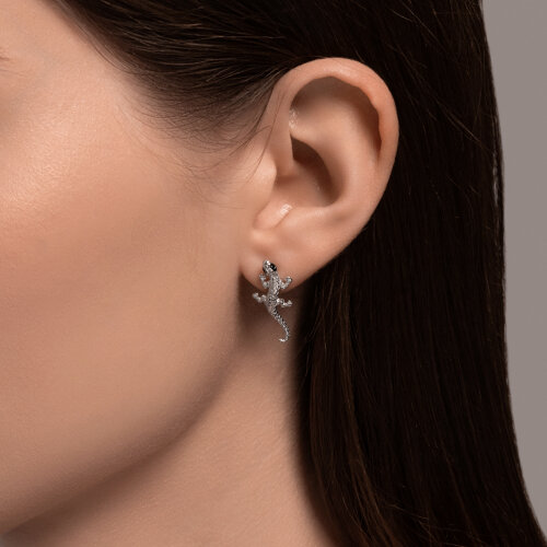 Серьги из серебра с камнями Фианит Чёрный