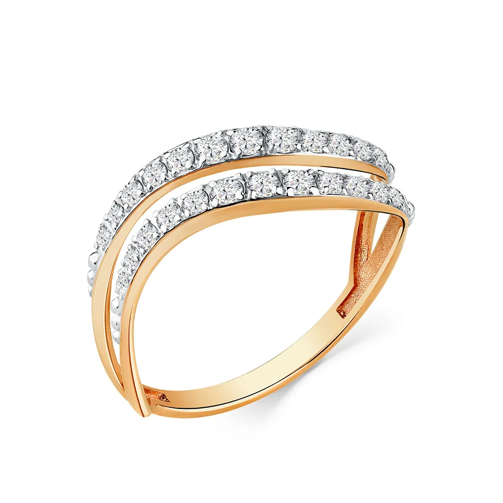 Inel din aur roșu cu Cubic Zirconia Incolor