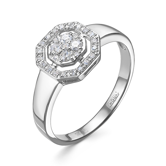 Inel din aur alb cu pietre Diamant