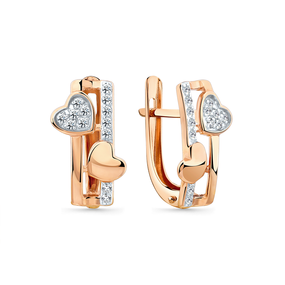 Cercei din aur roșu cu Cubic Zirconia Incolor