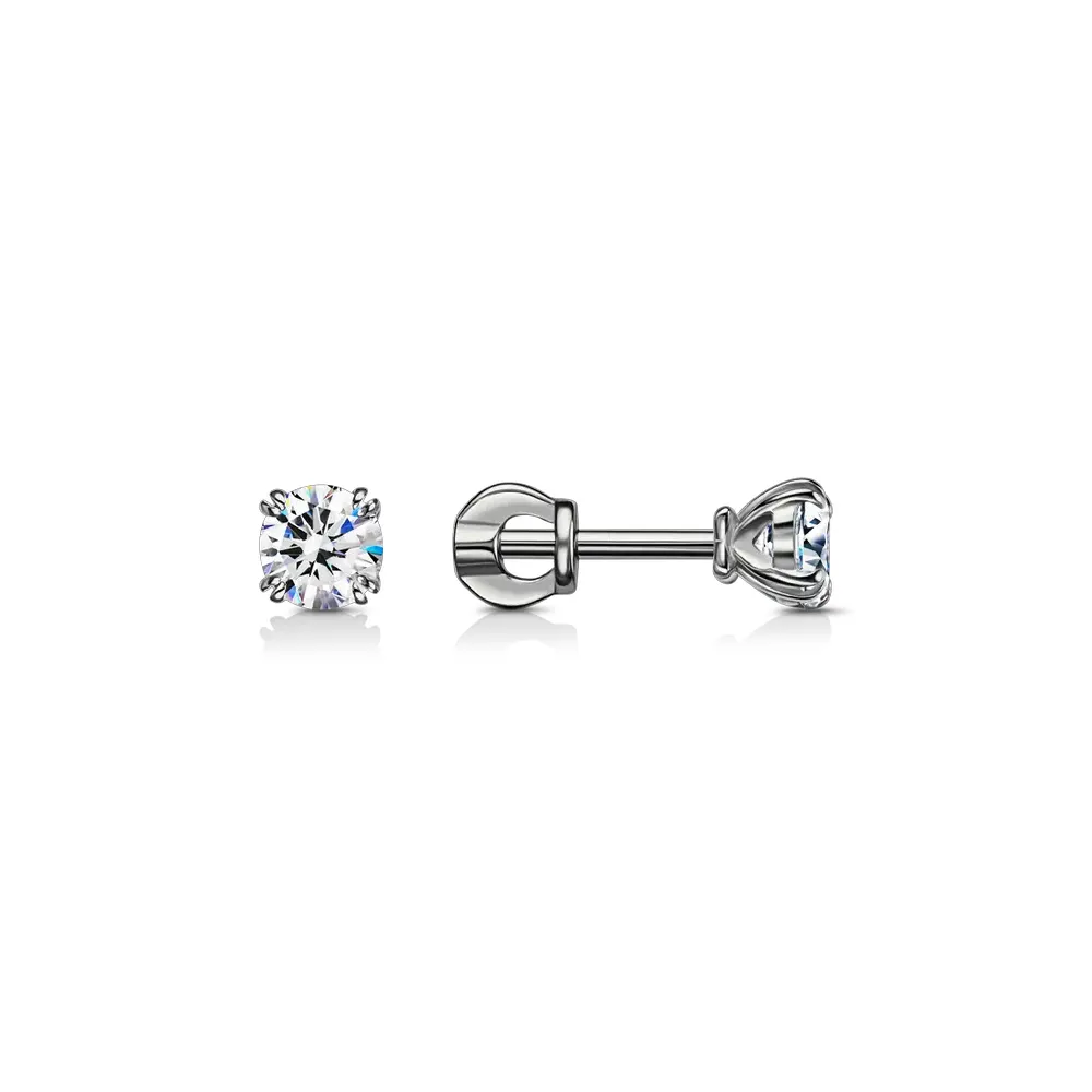 Cercei Pusete din aur alb cu Cubic Zirconia Incolor