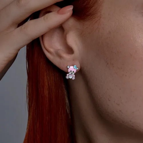 Детские серьги из серебра с камнями Эмаль