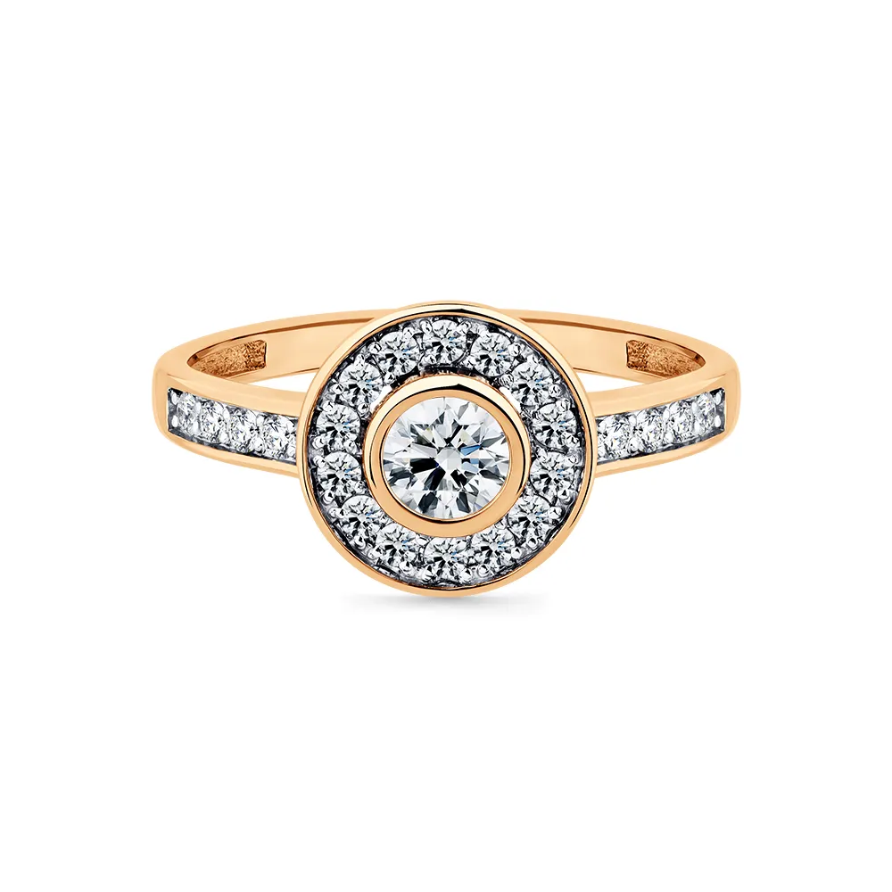 Inel din aur roșu cu Cubic Zirconia Incolor