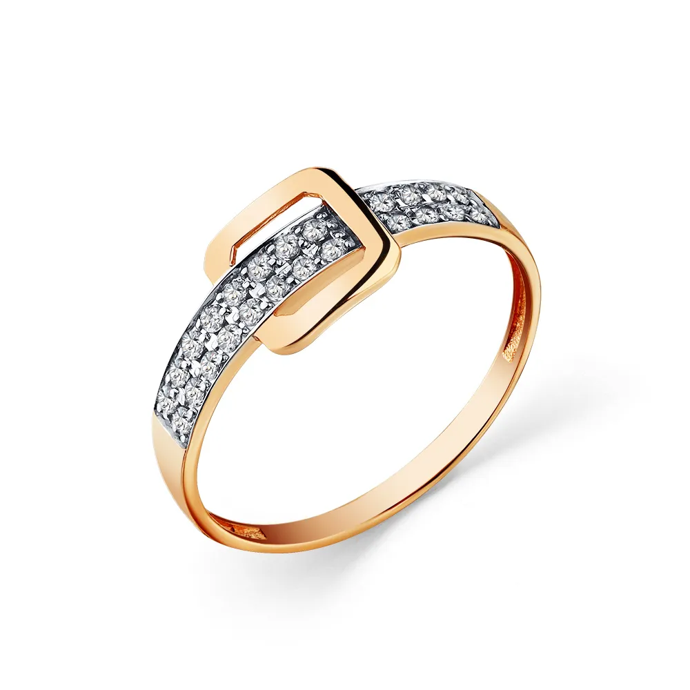 Inel din aur roșu cu Cubic Zirconia Incolor