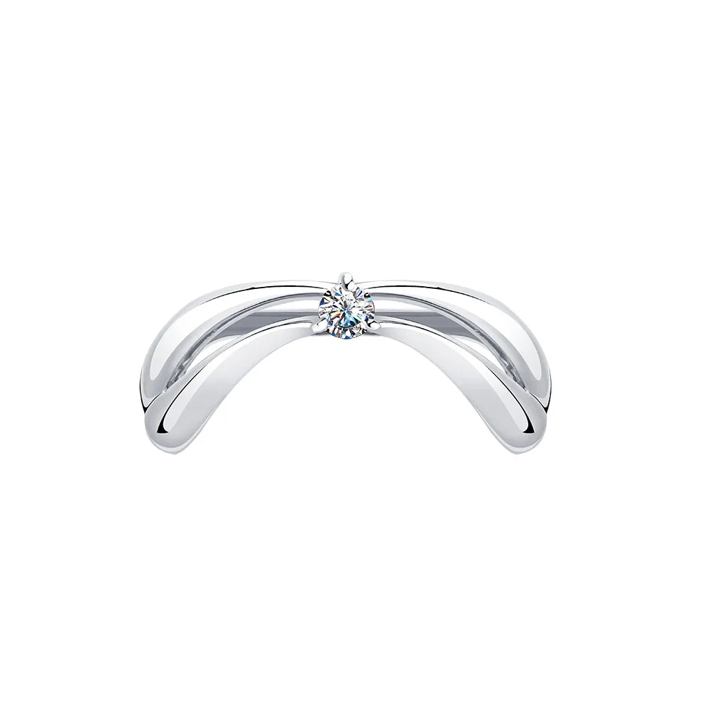 Inel din aur alb cu Cubic Zirconia Incolor